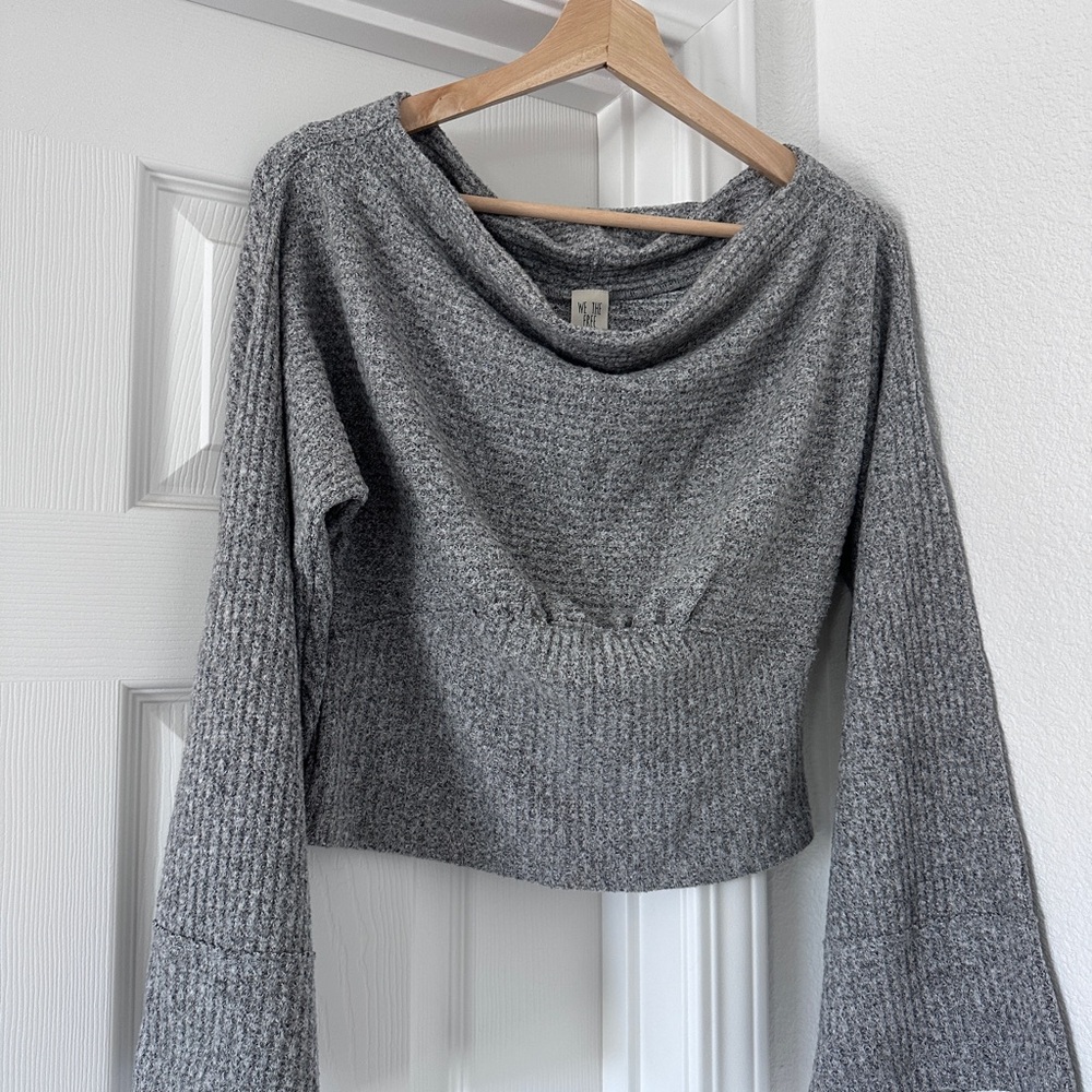 We The Free Grey Women's Sweater with Bell Sleeves